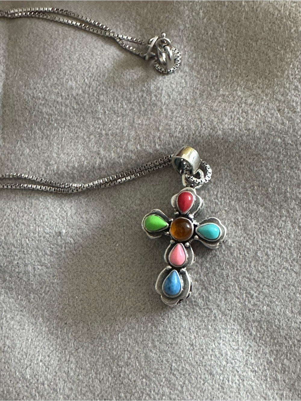 Silpada sterling Silver 925 Necklace with Multicolor cross pendant silpada 18”
